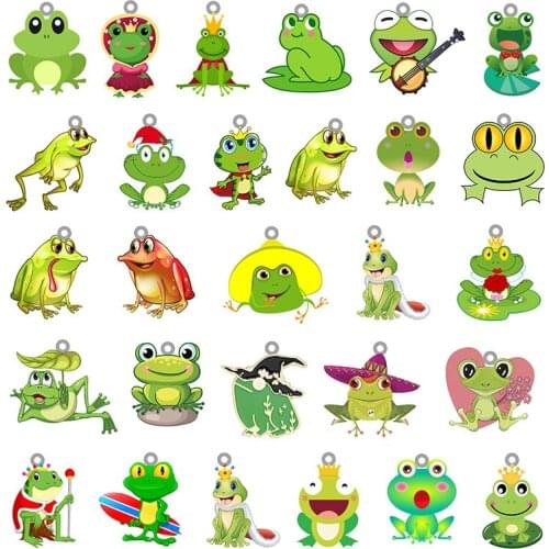 TAFREE Cute Little Frog Anime Acrylic Pendant Epoxy Jewelry Earrings Pendant Necklace Bracelet Animation DIY Making Jewelry Gift