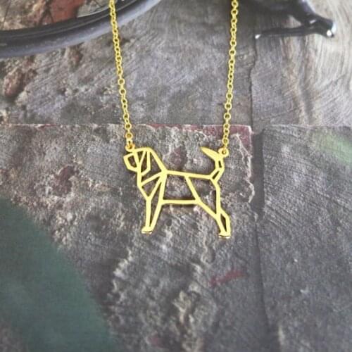 Wholesale Trendy New Origami Bloodhound Dog Necklace Gold Silver Animal Jewelry Women Statement Necklace