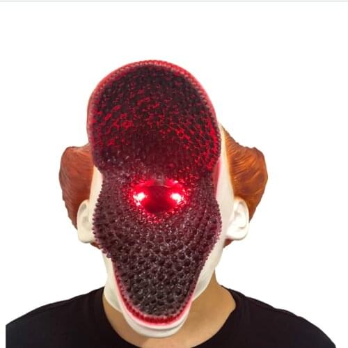 Horror Clown Mask Stephen Kings Mask Pennywise The eyes will shine Latex Halloween Cosplay monster Props costume party