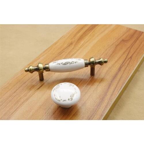 Vintage Bronze Ceramic Furniture Knobs Retro Kitchen Cupboard Handles