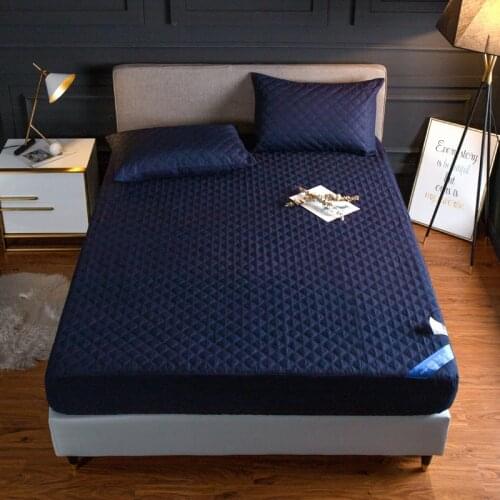 Waterproof Quilted Mattress Cover Hotel Solid Color Bed Protector Cover King Queen Customized Bed Cover Not Included Pillowcase