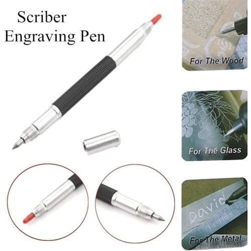 Tungsten Carbide Tip Scriber Dual-end Etching Engraving Scriber Pen Marking Engraving Tools Glass Ceramic Marker With Caps