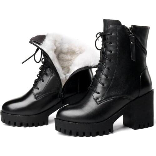 Women bare boots 2020 new genuine leather women boots natural wool warm women winter naked boots winter women shoe