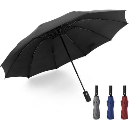 Wind Resistant Folding Automatic Umbrella Rain Women Auto Luxury Big Windproof Umbrellas Rain For Men Black Coating 12 Ribs