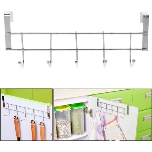 1 Pc 5 Hooks Over Door Clothing Hanger Rack Cabinet Door Loop Holder Shelf For Home Bathroom Kitchen Tool