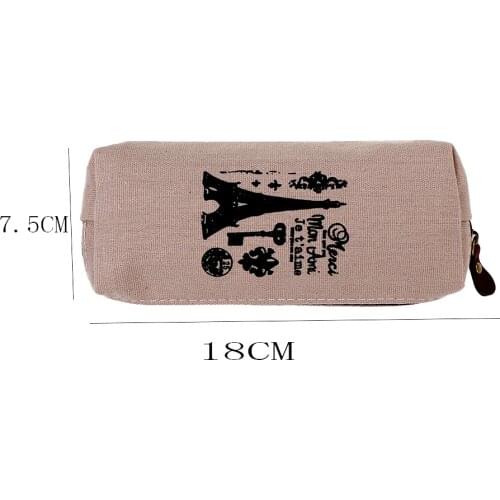 1PC Creative Retro Towers Paris Style Pattern Linen Holder Storage Bag Pen Pencil Case Office Stationery supplies
