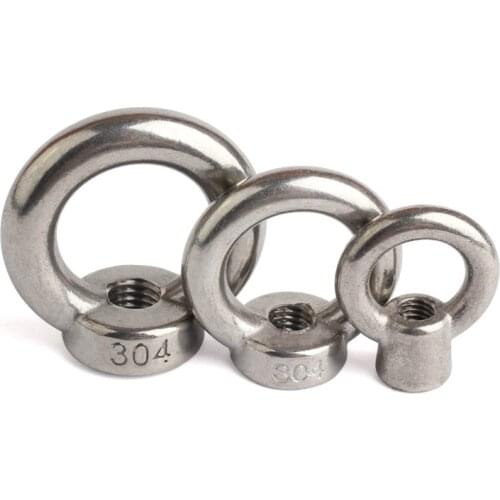 10Pcs DIN582 M3 M4 M5 M6 M8 M10 M12 304 Stainless Steel Marine Lifting Eye Nut Ring Nut Thread
