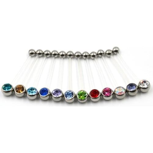 120pieces 1" Bioplastic Flexible Belly Button Ring Navel Piercing Bar Pregnancy Body Jewelry 14 Gauge Length Adjustbale