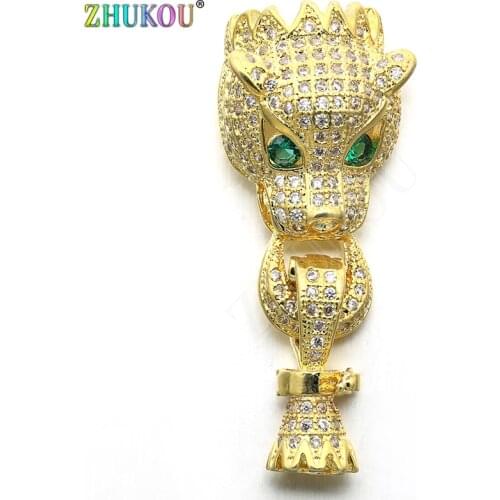 14*35mm Brass Cubic Zirconia Lepoard Clasps Hooks for Diy Jewelry Findings Accessories, Mixed Color, Model: VK68