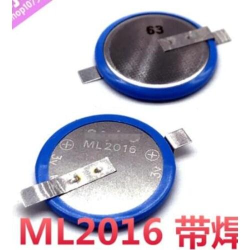2pcs/lot Brand New ML2016 ML 2016 3V 25mAh with welding Feet Rechargeable lithium battery Battery For Mobile PHS PDA Watch