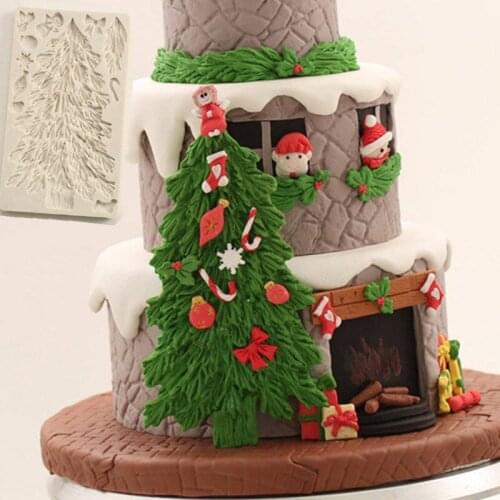 2019 Santa Claus Christmas Tree Silicone Mold Fondant Mould Cake Decor Tool Chocolate Mold Kitchen Gadget