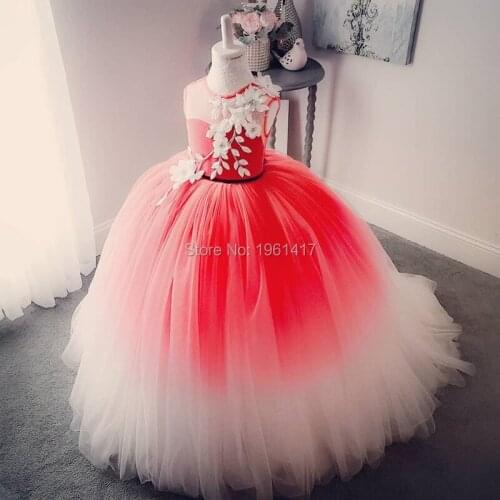 2020 NEW !! Kids dresses for girls / Lace dress for girl / Gradient colors of dress / Appliques long dress GLF0038