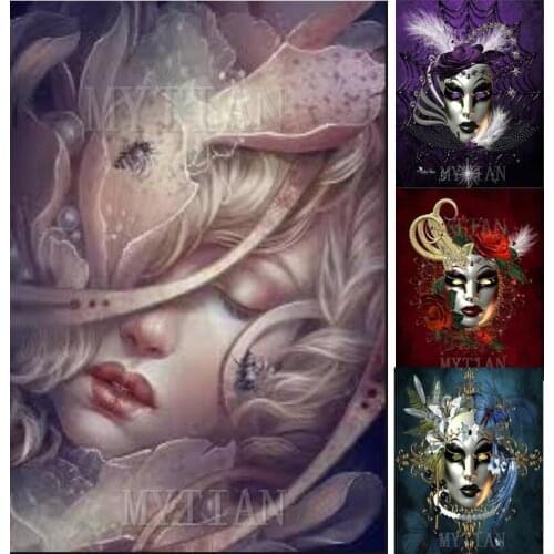 5D diy diamond painting woman mask full square/round diamond embroidery display mosaic cross stitch needlework home art decor