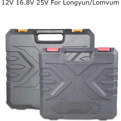 LOMVUM 12V cordless Electric drill Storage Box Plastic box carry case for 16.8V 25V Electric screwdriver power tool suitcase