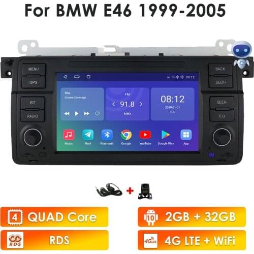Hizpo 1 Din Android 10 Car AutoRadio For BMW E46 M3 Rover 75 Coupe 318/320/325/330/335 Navigation Multimedia Stereo Video 4GWIFI