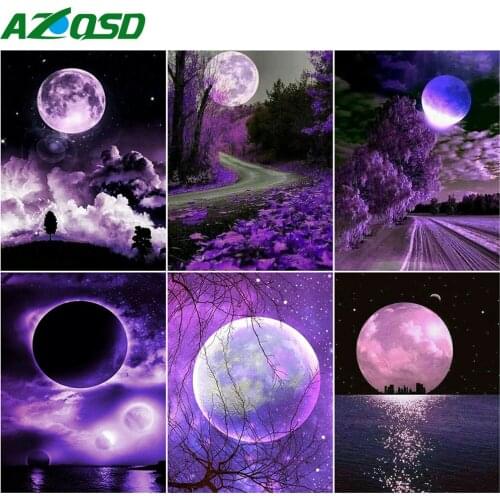 AZQSD Diamond Painting Full Square New Arrival Moon Tree Handmade Gift Diamond Embroidery Landscape Mosaic Decor For Home