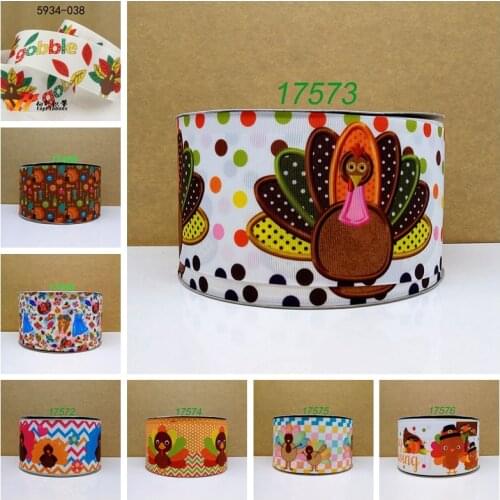 Free shipping 2017 new arrival 50yards cartoon thanks giving day printed grosgrain ribbons 17573