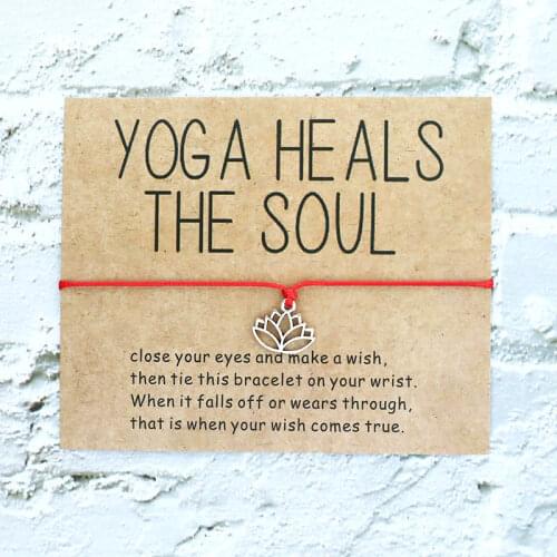 Yoga Wish Bracelet Lotus Flower Friendship Bracelet Lotus Flower Yoga Gift Women Men Yoga Buddy Wish String Handmade Bracelet