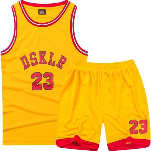 Kids Sport DSKLR 23 Basketball Jersey,polyester childrens wear Basketball suit , Boy girl sport Vest shorts Jersey Red 3XS-2XL