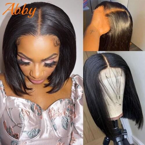 ABBY 4x4 Lace Closure Bob Wig Malaysia 180% Density Straight Short Human Hair Bob Wigs For Women Pre-plucked With Baby Hair Remy