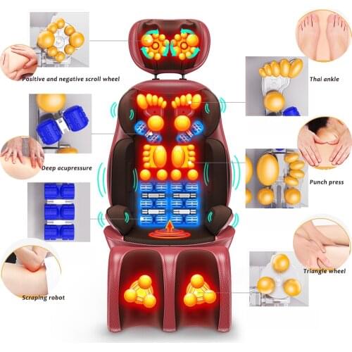 Electric Shiatsu Massage Chair Household Automatic Body Massager Cushion Kneading Neck Shoulder Scalp Back Gua sha Pain Relief