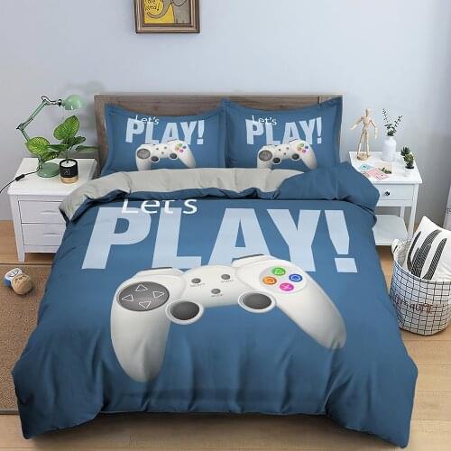 ZEIMON 2/3 Pcs Gamer Duvet Cover Set Game Bedding Set Kids Boys Bed Set Game Quilt Cover Comforter Cover Gamer Bedding Set