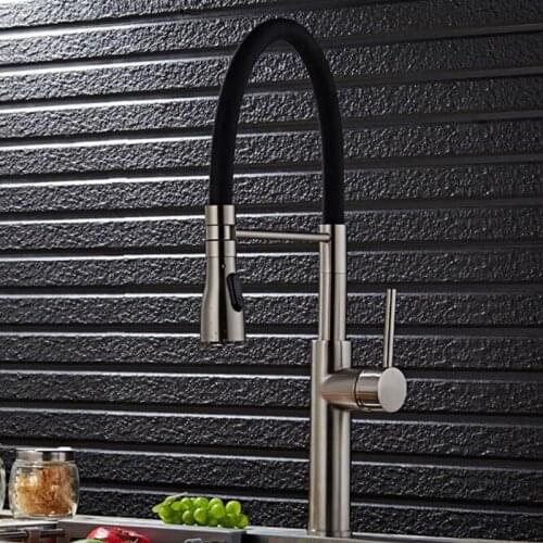 Kitchen Brushed Nickel chrome basin Sink Faucet Deck Mount Pull Out Dual Sprayer Nozzle Hot Cold Mixer Taps Universal faucet