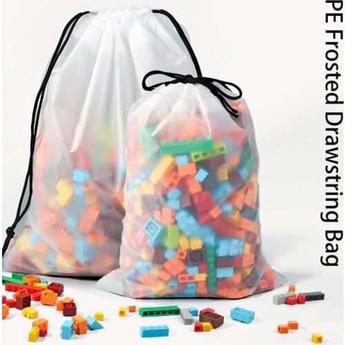 5 Pieces Drawstring Bag Transparent Frosted PE Home Travel Face Towel Storage Clothes Waterproof Gift Toy Rope Bag