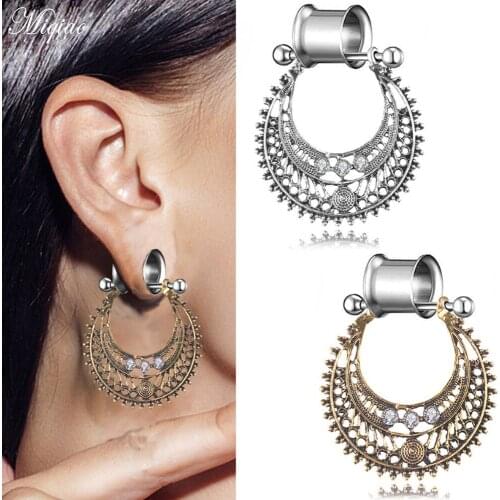 Miqiao 2pcs 6-25mm Surgical Steel Ear Tunnels Double Flare Flesh Tunnel Gauges Earrings Stretcher Dangle Piercing Body Jewelry
