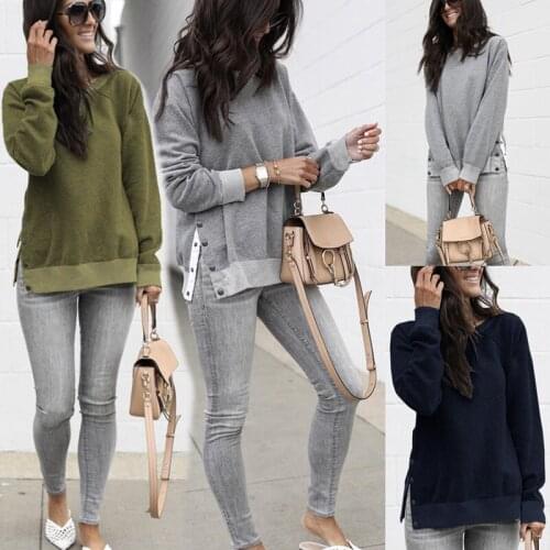 Fashion Round Neck Button Long Sleeve Blouse Sweatshirt Print Pullover Street Style elegant vestidos Femme Streetwear 2021
