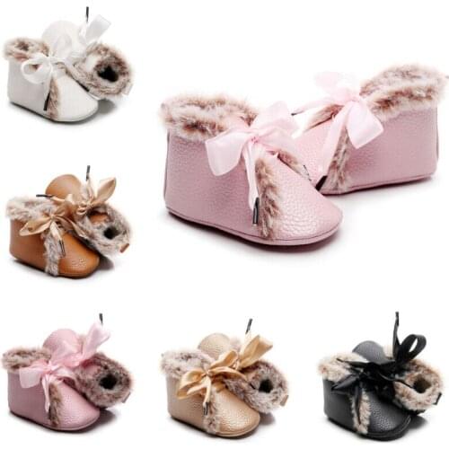 Fashion Toddler Newborn Baby Crawling Shoes Boy Girl Solid Lamb Slippers Prewalker Trainers