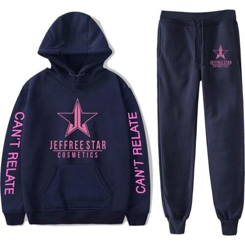 WAWNI Jeffree Star Fashion Print Hooded Sweatshirt Two Piece Set Cotton Popular Casual 2020 New Pullover Pants Harajuku Loose