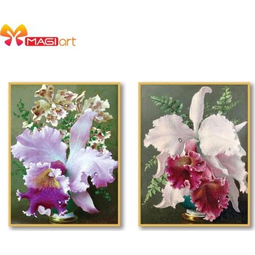 Cross stitch kits Embroidery needlework sets 11CT water soluble canvas patterns 14CT orchid -NCMF346