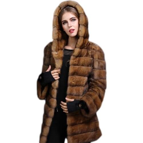 Mink coat womens whole mink coat medium length fur 2019 winter new Lapel coat fashionable young