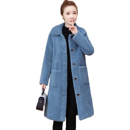 Winter New Plus Size Windbreaker Women Casual Long Lambskin Trench Coat Overcoat Womens Thick Windproof Warm Overcoat 5XL n005