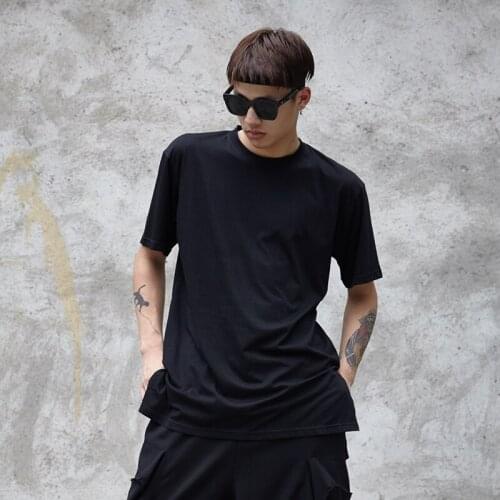 Original design short-sleeved t-shirt hair stylist dark front short back long irregular long T-shirt
