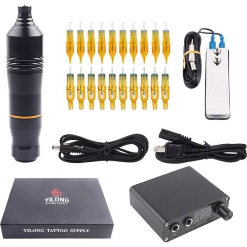 Professional Rotary Pen Tattoo Kit 20pcs Tattoo Neddles LCD Mini Power Equipment Supplies
