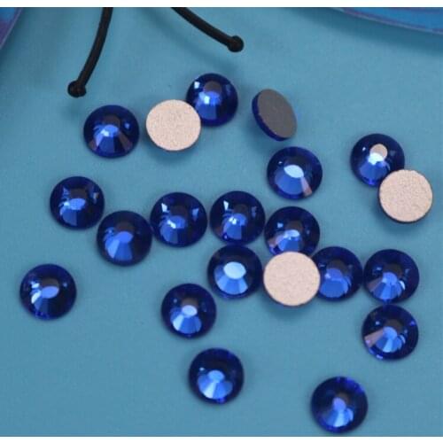 Size s12 Sapphire Glitter Rhinestones Non Hot Fix FlatBack Strass Sewing & Fabric Garment Rhinestone Nail Art Stone
