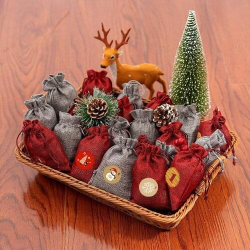 Christmas Advent Calendar Countdown Number Paper Sticker Round Digital Sticker Labels Xmas Party Decor Christmas Gift Decoration