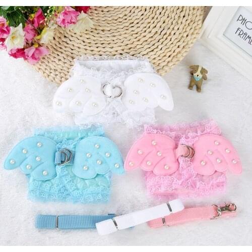 Dog Puppy Harness Leash Collar Cat Vest Strap With Angel Wings