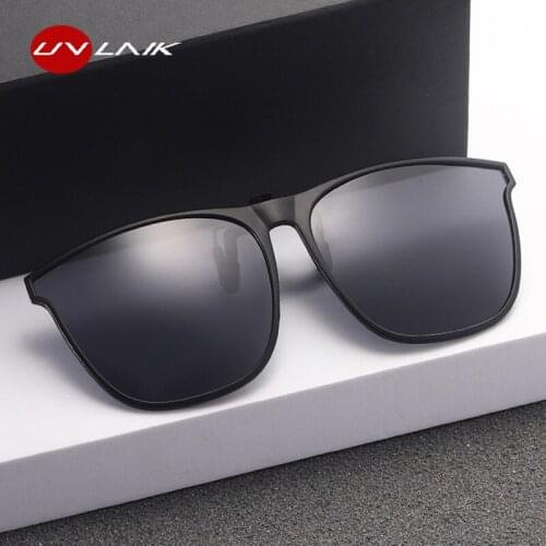 UVLAIK Cat Eye Oversized Women Sunglasses Clip on Polarized Night Vision Goggle Glasses Men Driving Sun glasses Clips for Myopic