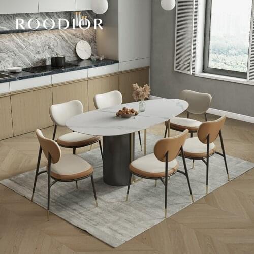 Light luxury rock board dining table and chair combination modern minimalist dining table home small apartment oval designer
