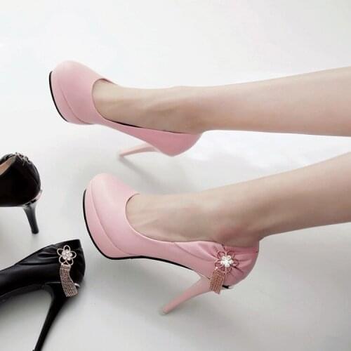 Big Size ladies high heels women shoes woman pumps High-heeled womens shoes with shallow waterproof platform