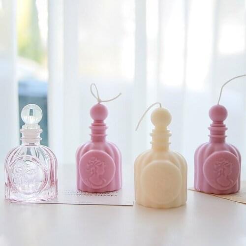 Creative 3D Retro Perfume Bottle Art DIY Scented Candle Craft Home Decoration Silicone Mold Aromatherapy Plaster Cylindrical
