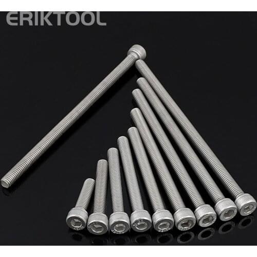 M3/M4*3-180mm Lengthening Bolts 304 Stainless Steel Grade 12.9 Steel DIN912 Hexagon Hex Socket Head Cap Allen Bolt Screws