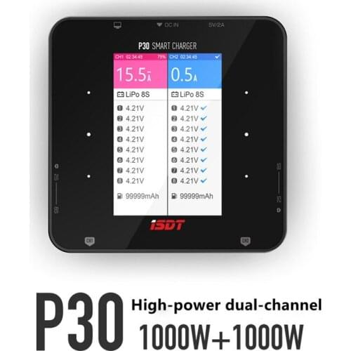 ISDT P30 1000W Smart Balance Charger High-power dual-channel charger is suitable for 1200W XT60 power supply for remote control