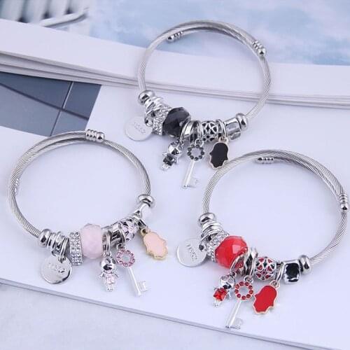 YADA Cartoon key Bracelets&Bangles For Women Men Handmade Bracelet Casual Jewelry Evil Eye Hamsa Hand Bracelet Female BT210022