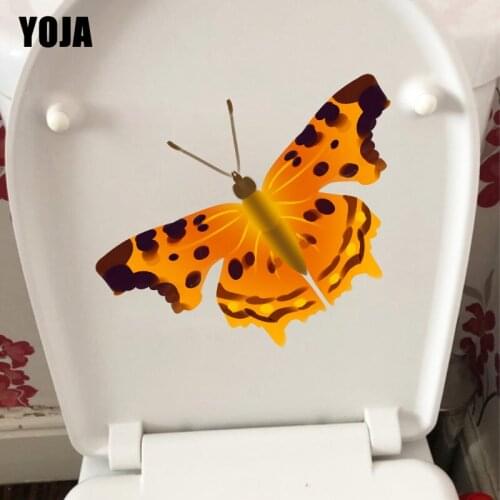 YOJA 21.8X19.4CM Flying Yellow Butterfly Home Bedroom Decor WC Toilet Decals Wall Sticker T1-2164