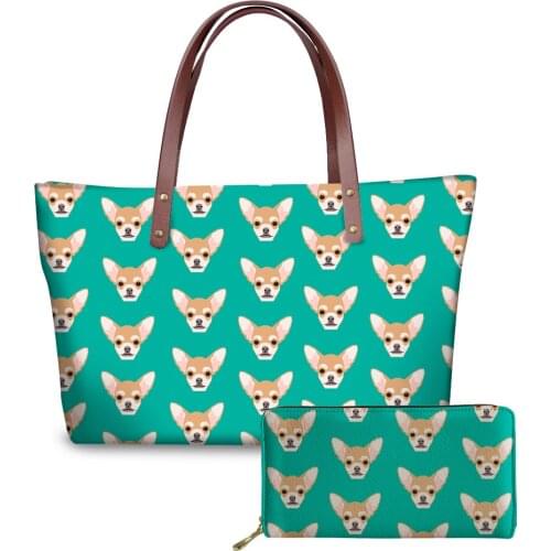 NOISYDESIGNS Top-handle Bags for Women 2018 Cute Chihuahua Printed Womens Handbags Wallets and Bags for Ladies Beach Bag Female