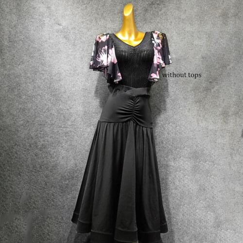 2020 New Latin Dance Dress Women Skirt T023 Black Wrinkle Design Dancing Dresses Latin Dance Costume Latina Dress